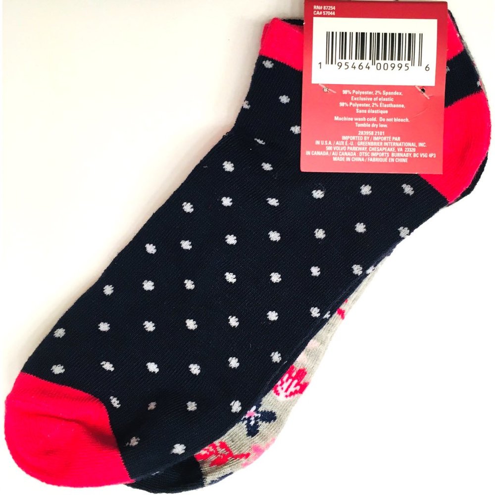 *3/$15* Pink Flowers + Polka Dot Socks - Picture 2 of 3